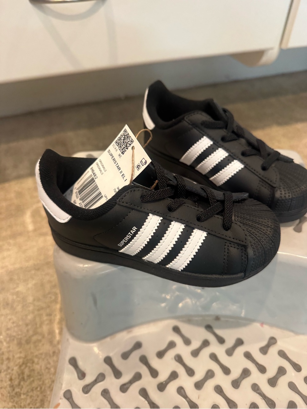 adidas Kids Black and White Superstar Sneakers